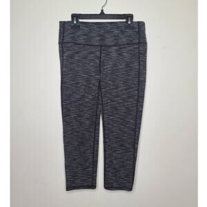 Athleta black grey spacedye striped capri leggings - small
